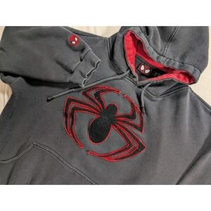 2001 Men's Spider Man Movie Promo Faded Black Hoodie Size XL GREAT SHAPE!